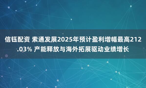 信钰配资 索通发展2025年预计盈利增幅最高212.03% 产能释放与海外拓展驱动业绩增长