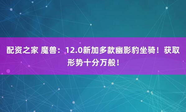 配资之家 魔兽：12.0新加多款幽影豹坐骑！获取形势十分万般！