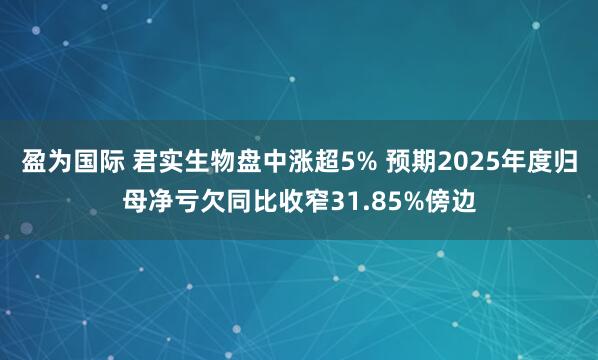 盈为国际 君实生物盘中涨超5% 预期2025年度归母净亏欠同比收窄31.85%傍边