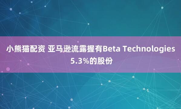小熊猫配资 亚马逊流露握有Beta Technologies 5.3%的股份