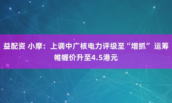 益配资 小摩：上调中广核电力评级至“增抓” 运筹帷幄价升至4.5港元