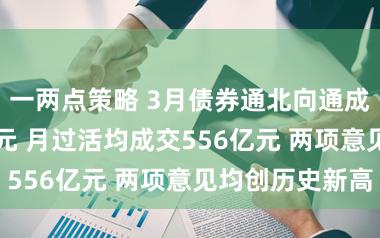 一两点策略 3月债券通北向通成交12241亿元 月过活均成交556亿元 两项意见均创历史新高